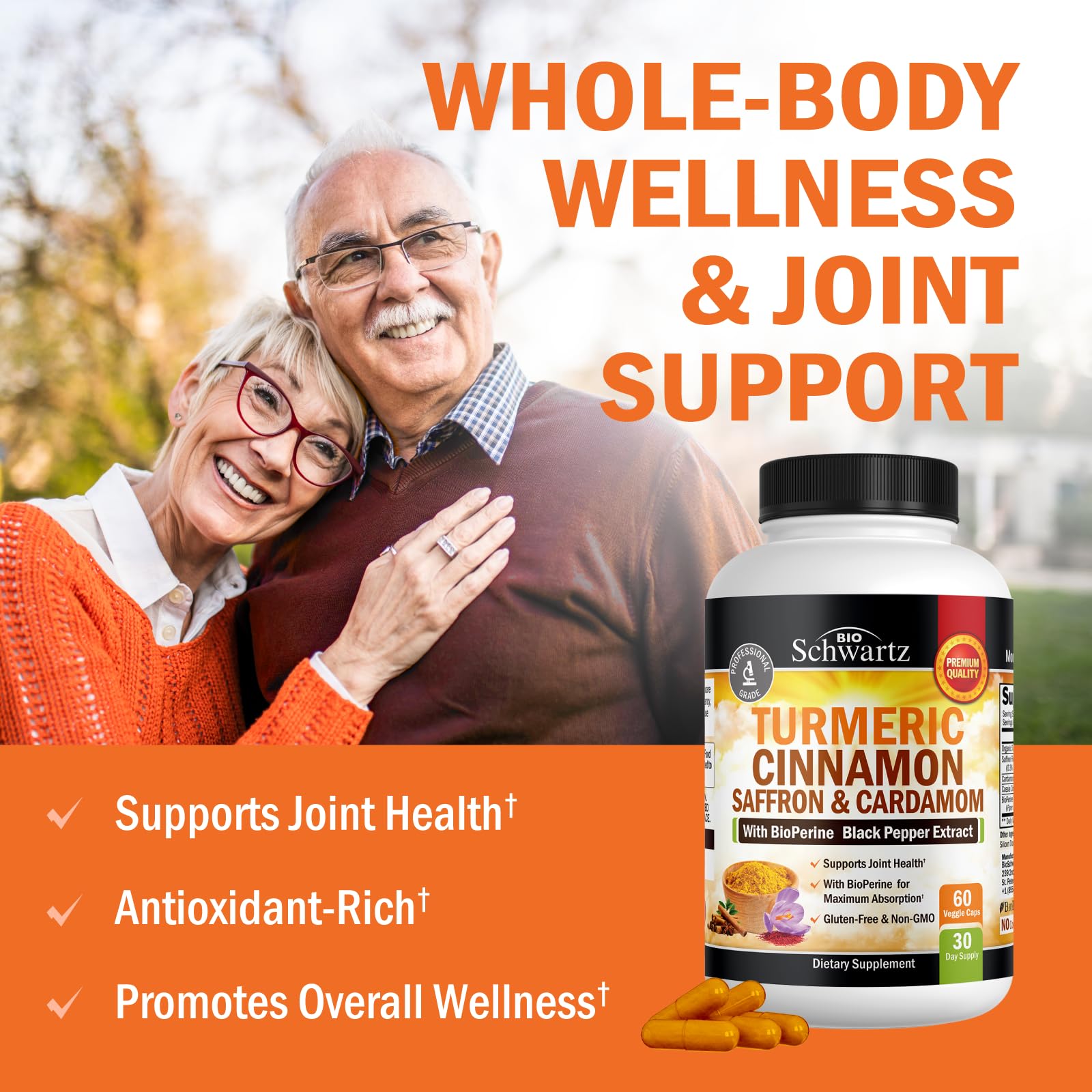BioSchwartz turmeric ingredients close-up highlighting natural blend