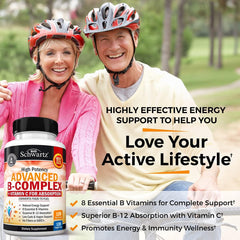 BioSchwartz Vitamin B Complex capsules close-up for daily energy support.