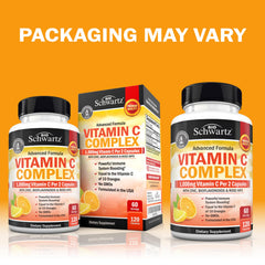 BioSchwartz Vitamin C Complex capsules pouring, showcasing easy daily dosage.