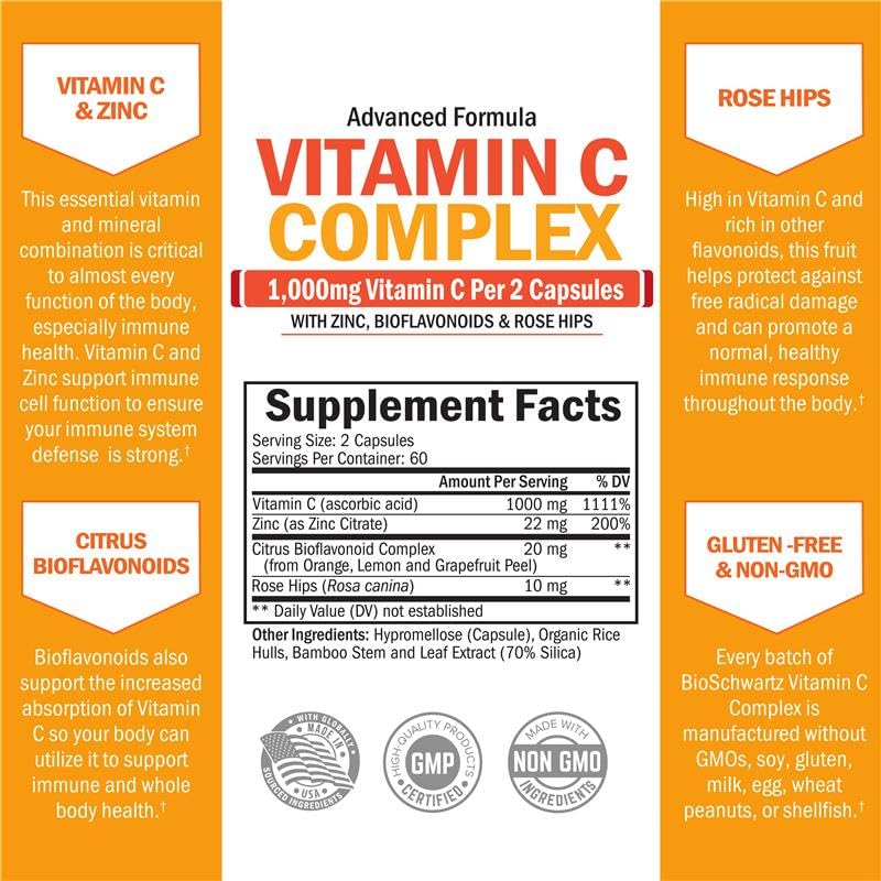 Rose hips visual with BioSchwartz Vitamin C Complex, natural vitamin C source.