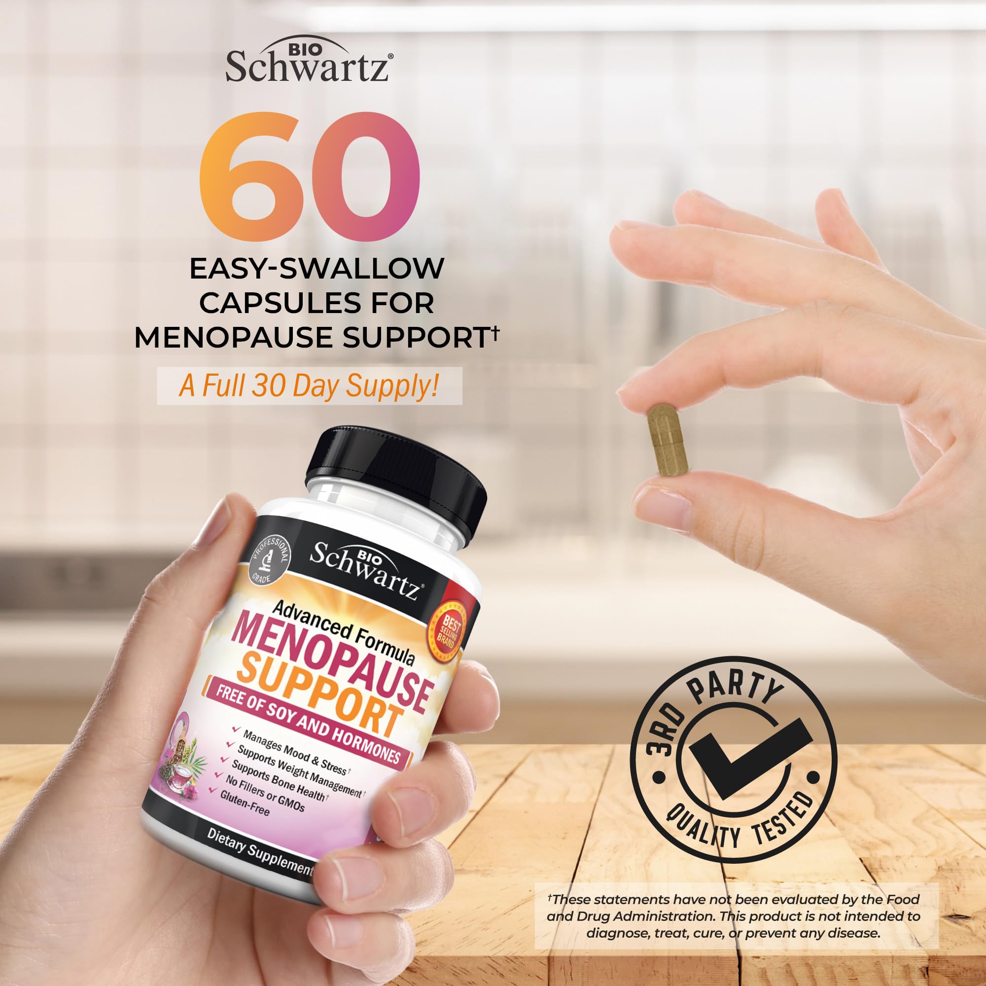BioSchwartz packaging emphasizes purity and trusted daily use for menopause health.