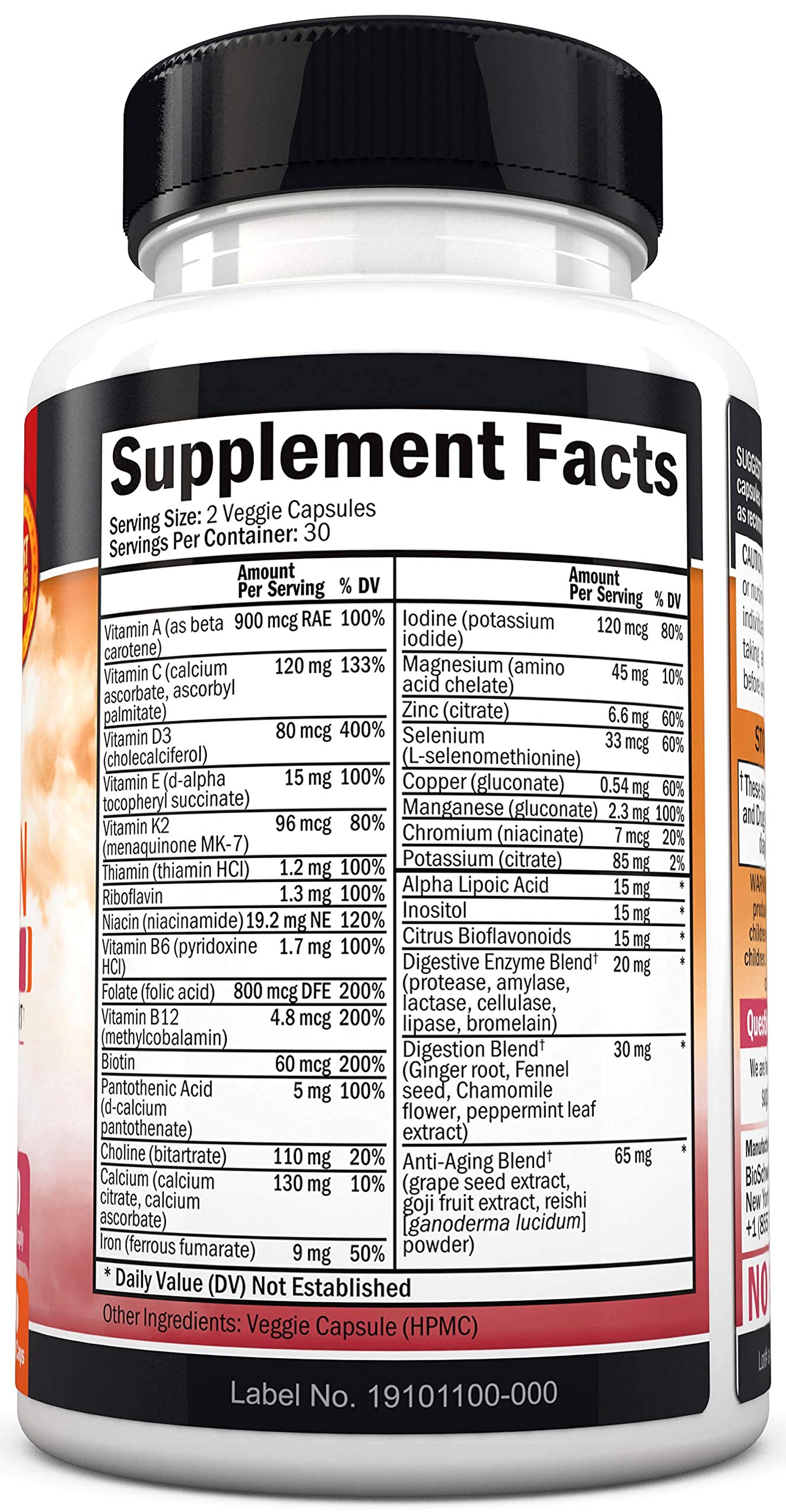 BioSchwartz Women's Multivitamin dosage top highlights clear serving size and freshness.