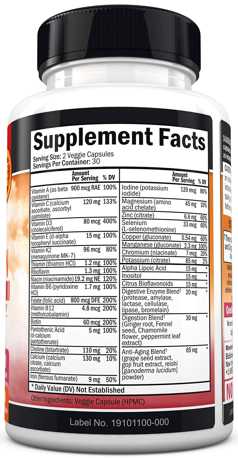 BioSchwartz Women's Multivitamin dosage top highlights clear serving size and freshness.