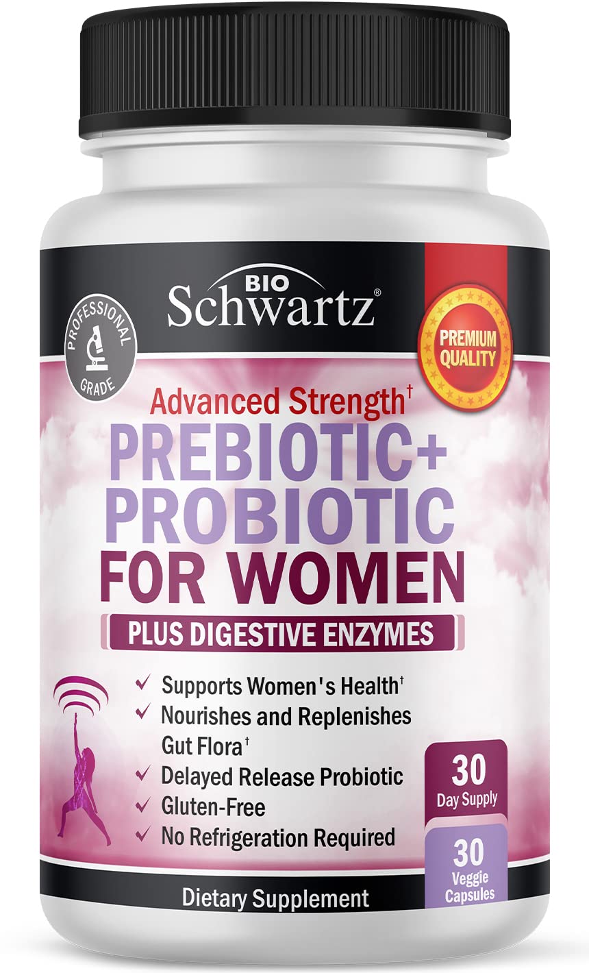 BioSchwartz Women's Probiotics bottle aids daily gut balance.