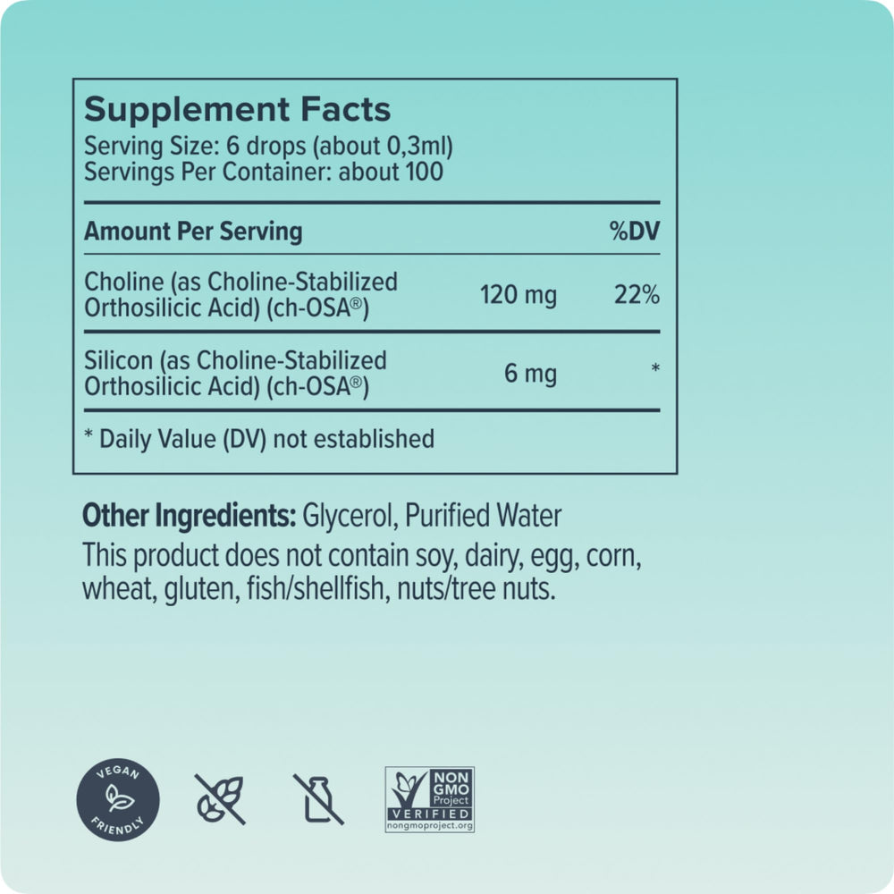 Biosil Collagen Booster bottle with clean, gold-toned packaging design.