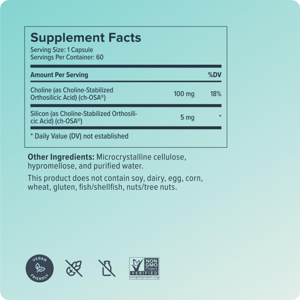 Back label area shows usage directions on Biosil packaging.