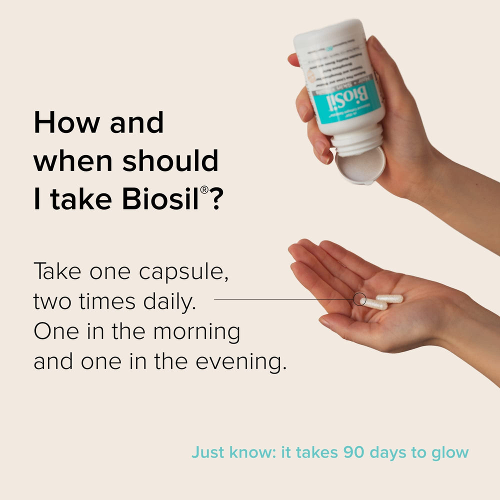 Biosil GMO-free label emphasizes a clean supplement choice.