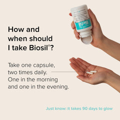 Biosil GMO-free label emphasizes a clean supplement choice.
