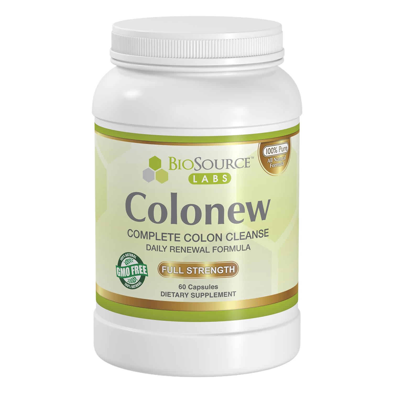 BioSource Labs Colonew bottle closeup for daily digestive support.
