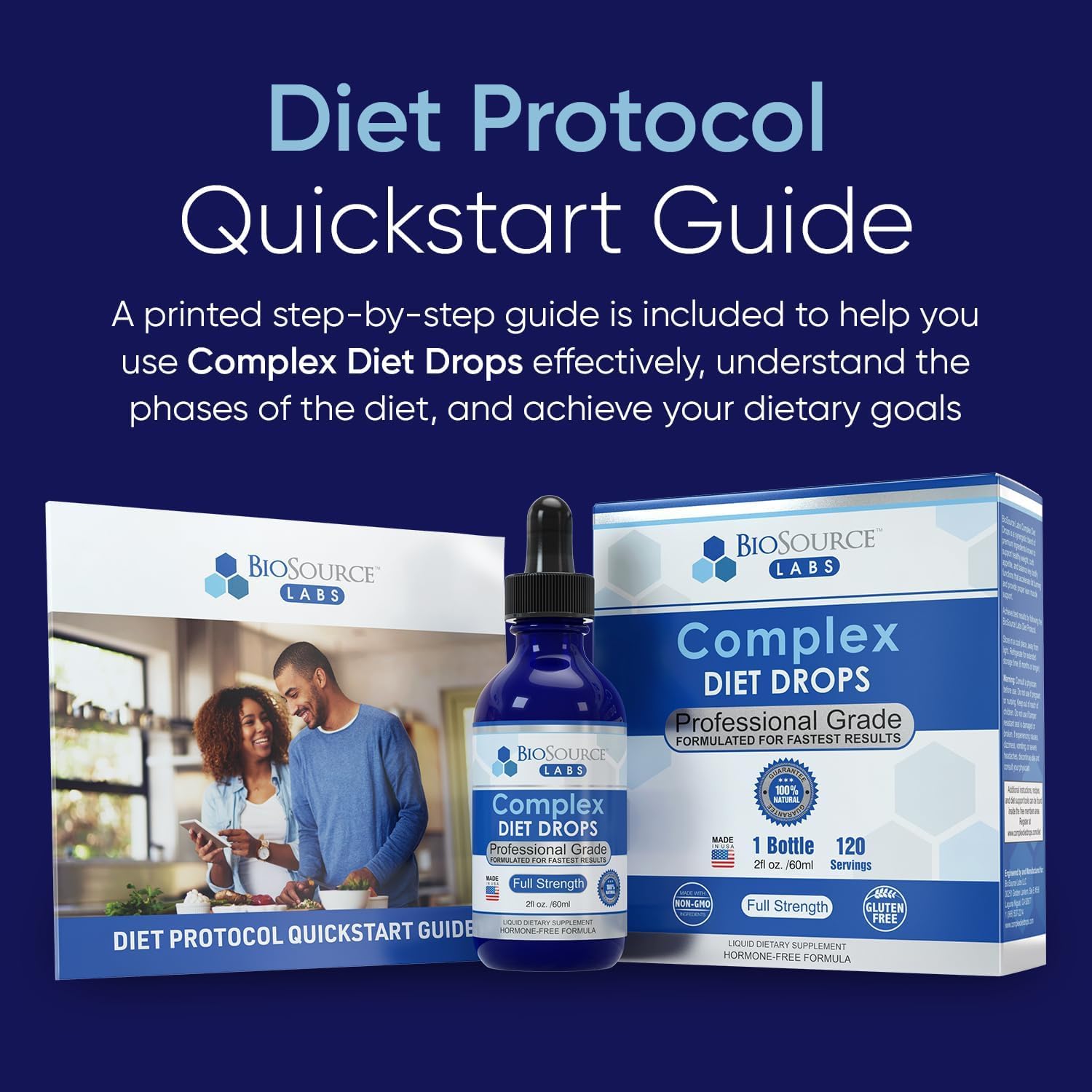 BioSource Labs Complex Diet Drops label highlighting branding and directions