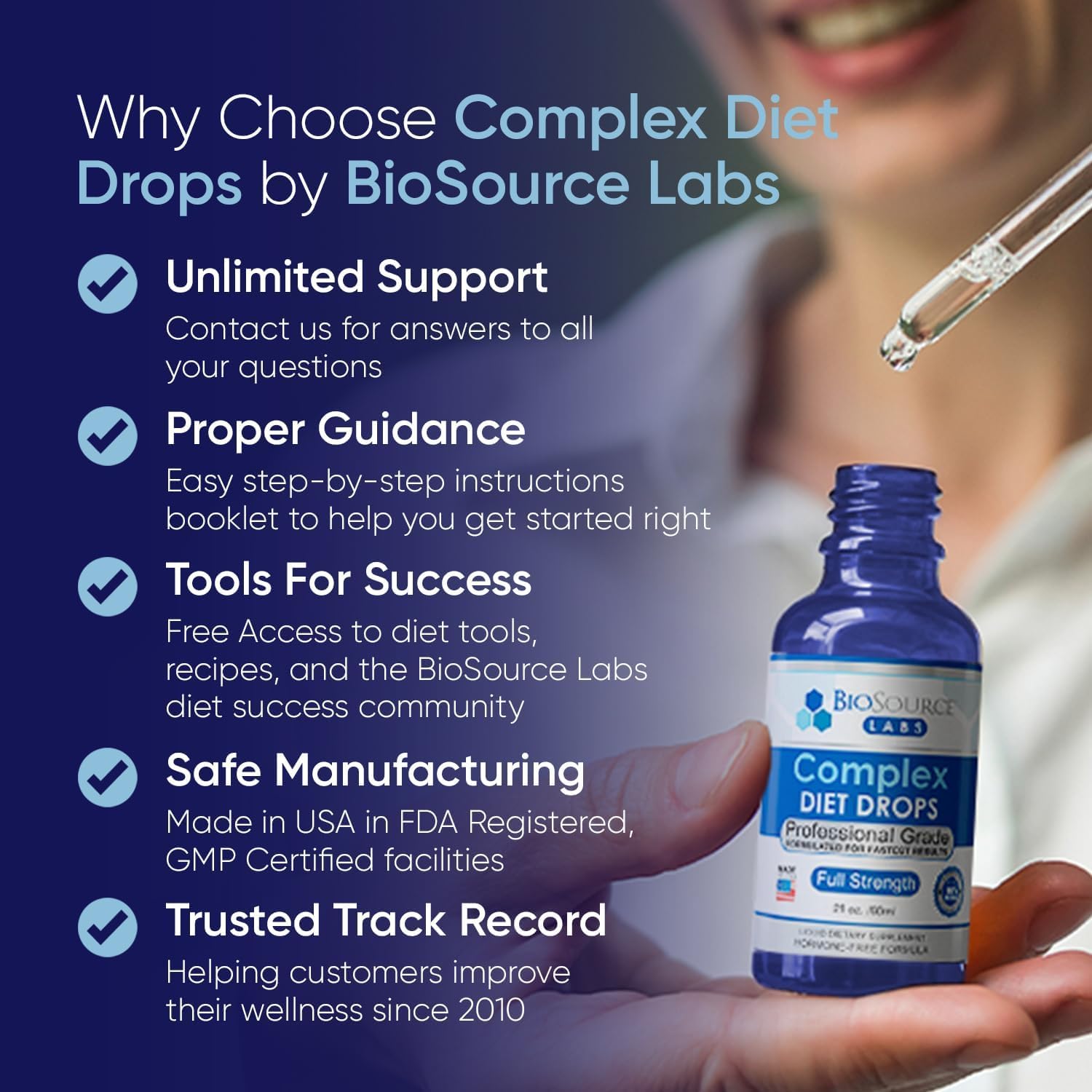 BioSource Labs Complex Diet Drops travel-ready bottle for on-the-go use