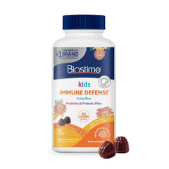 Biostime Kids immune gummies jar front with bright fruity bites for daily immune support