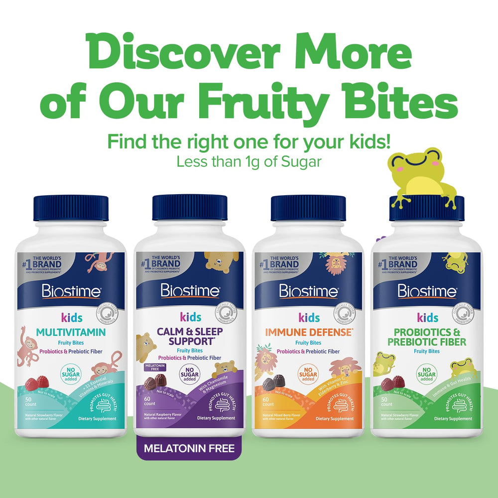 Biostime gummies shown with a daily routine, kid-friendly digestion support