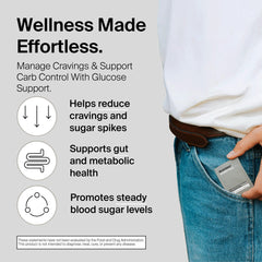 BIOSTRIPS Glucose Support bottle and packaging, travel-friendly design.