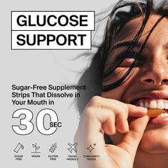 BIOSTRIPS Glucose Support fast-dissolving strip dissolves quickly before meals.