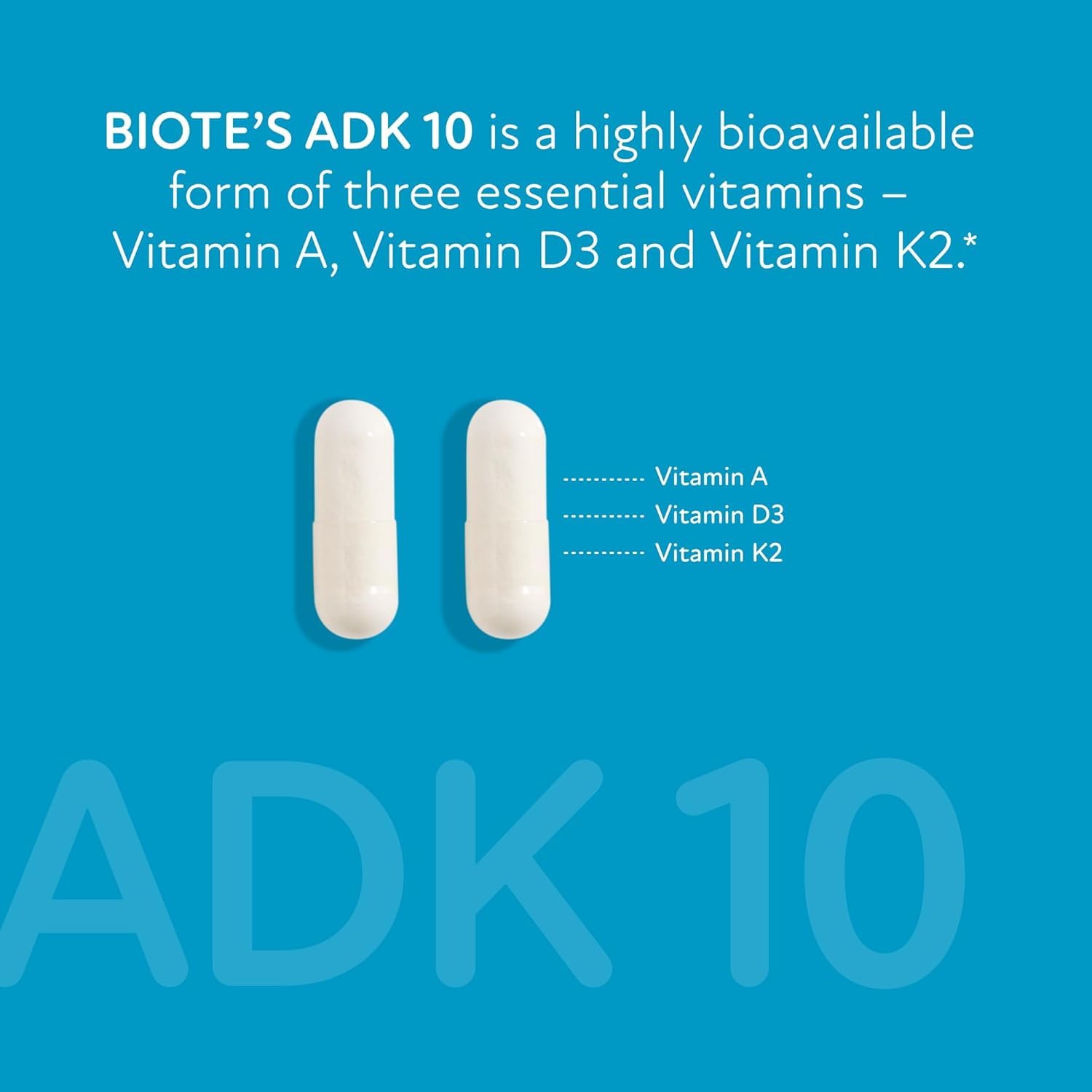 Biote ADK10 bottle front view highlighting cardiovascular support