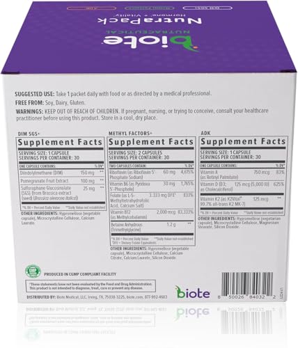 Biote NutraPack bottle front view showing compact daily supplement.
