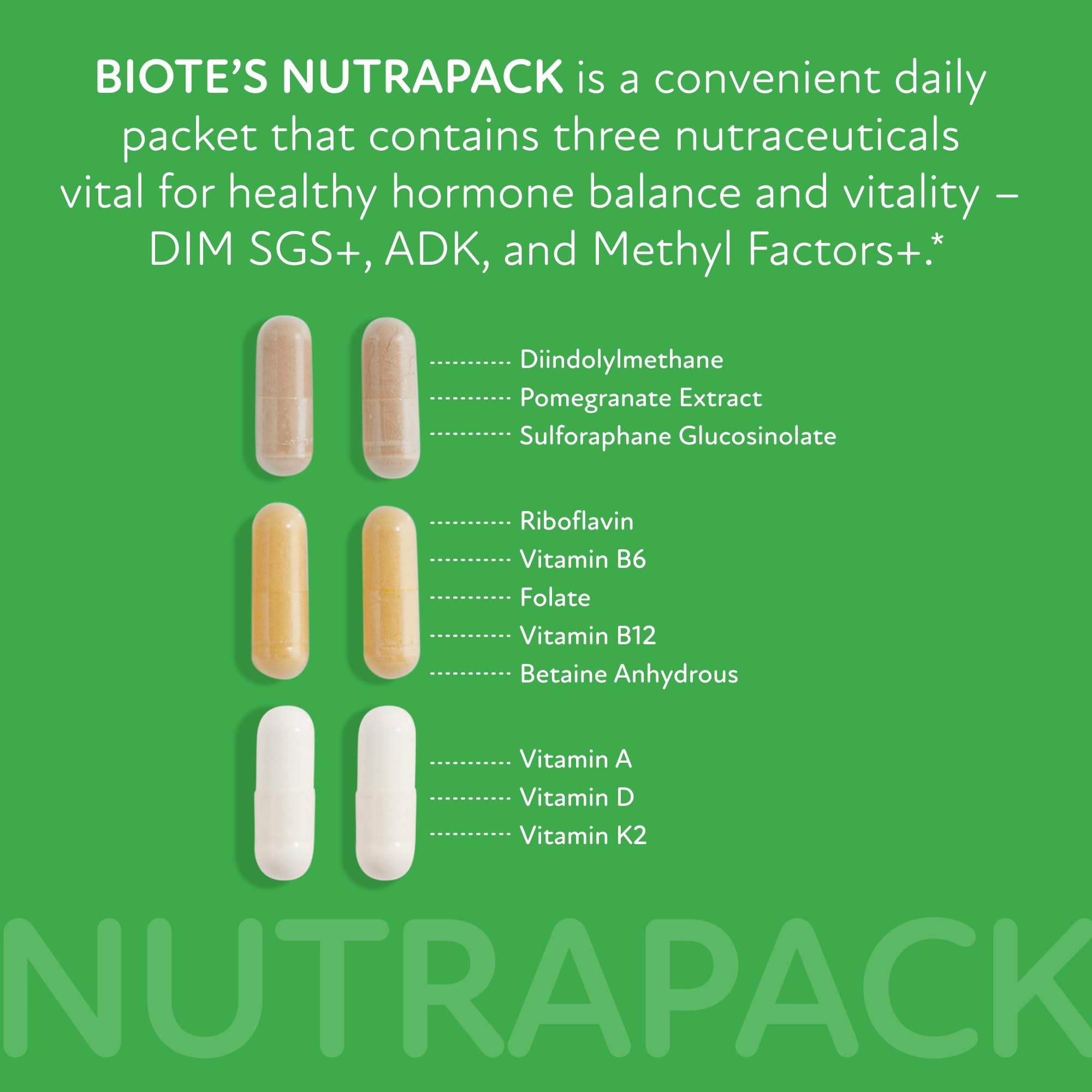 Biote NutraPack packets dispensed close-up for convenient daily intake.