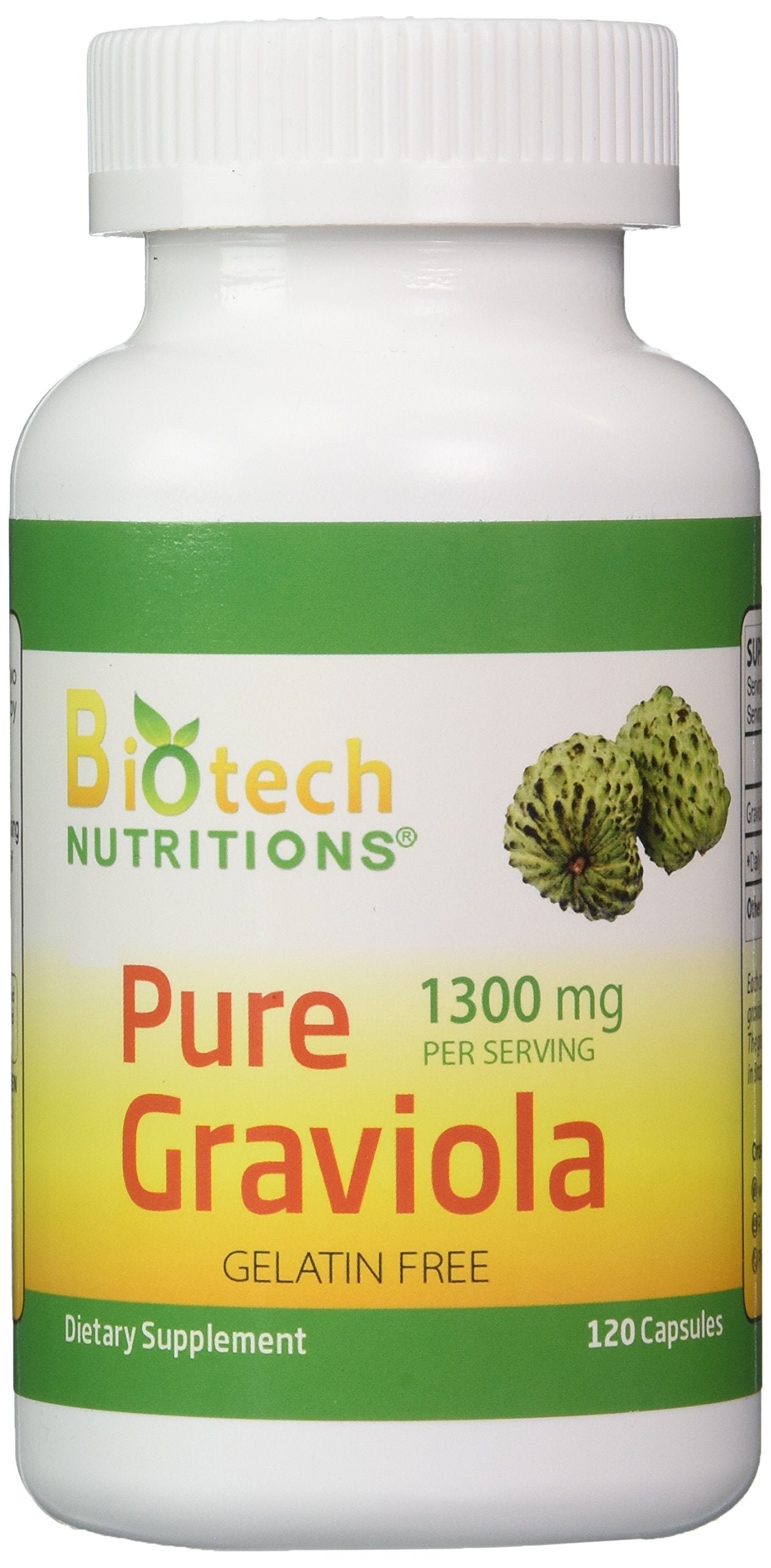 Biotech Nutritions Graviola bottle with 120 capsules for daily use.