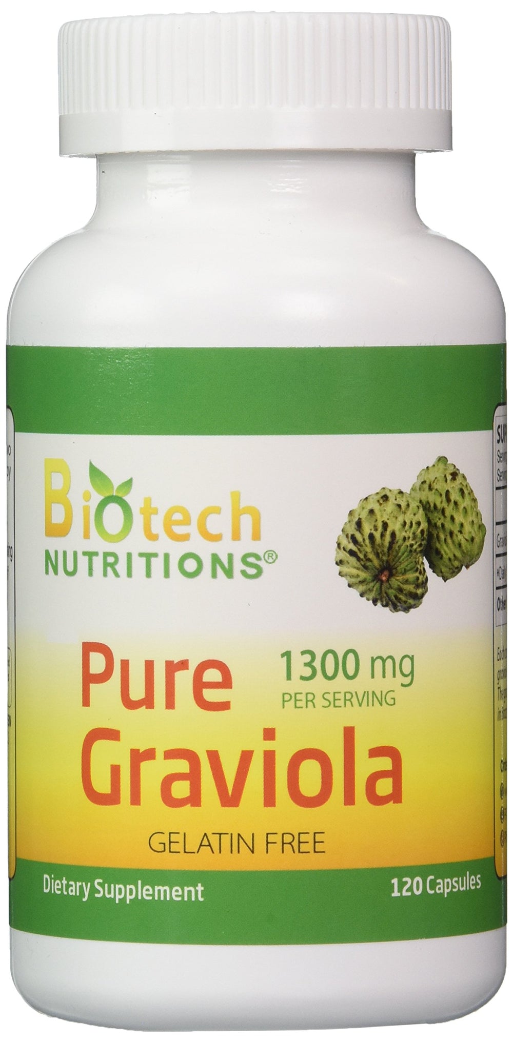Biotech Nutritions Graviola bottle with 120 capsules for daily use.
