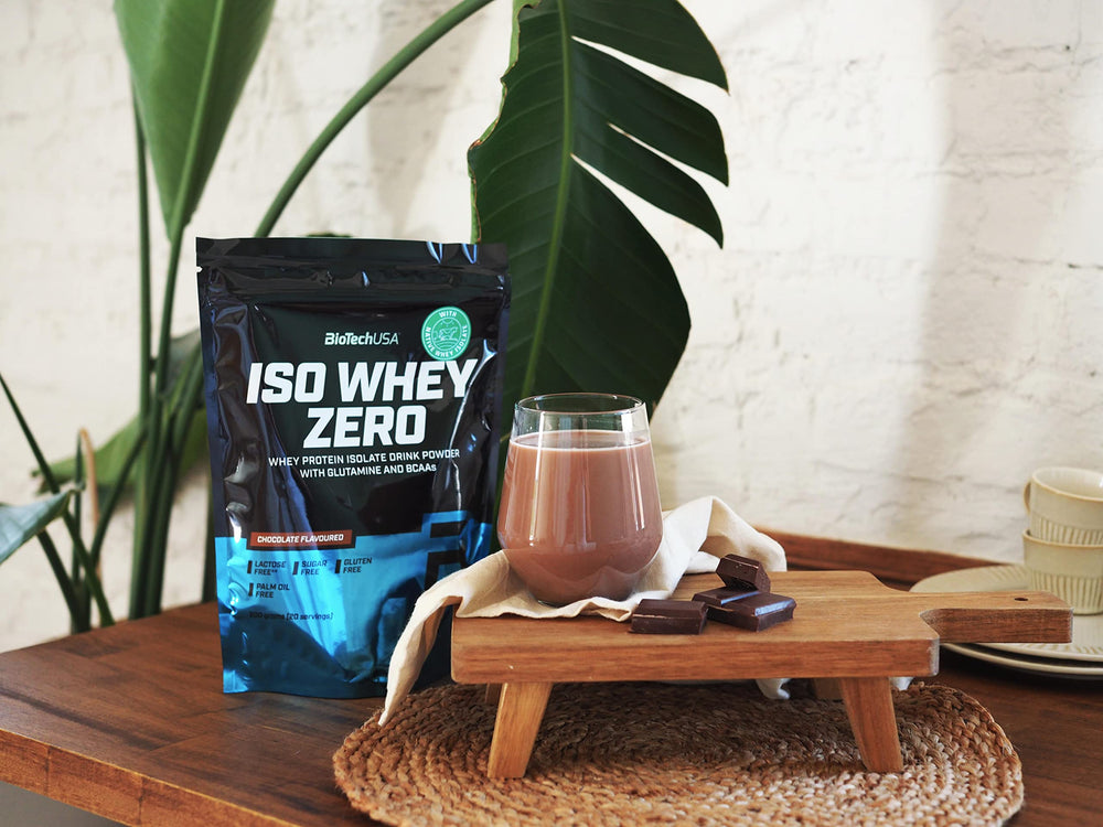 BioTechUSA Iso Whey Zero Cookies & Cream powder ready to mix.