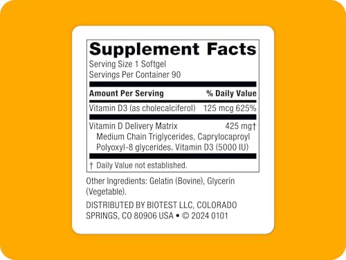 Biotest D Fix softgels closeup highlighting high-absorption formula for daily immune support.