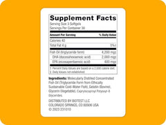 Biotest Flameout softgels show triglyceride form for superior absorption and easy swallowing.