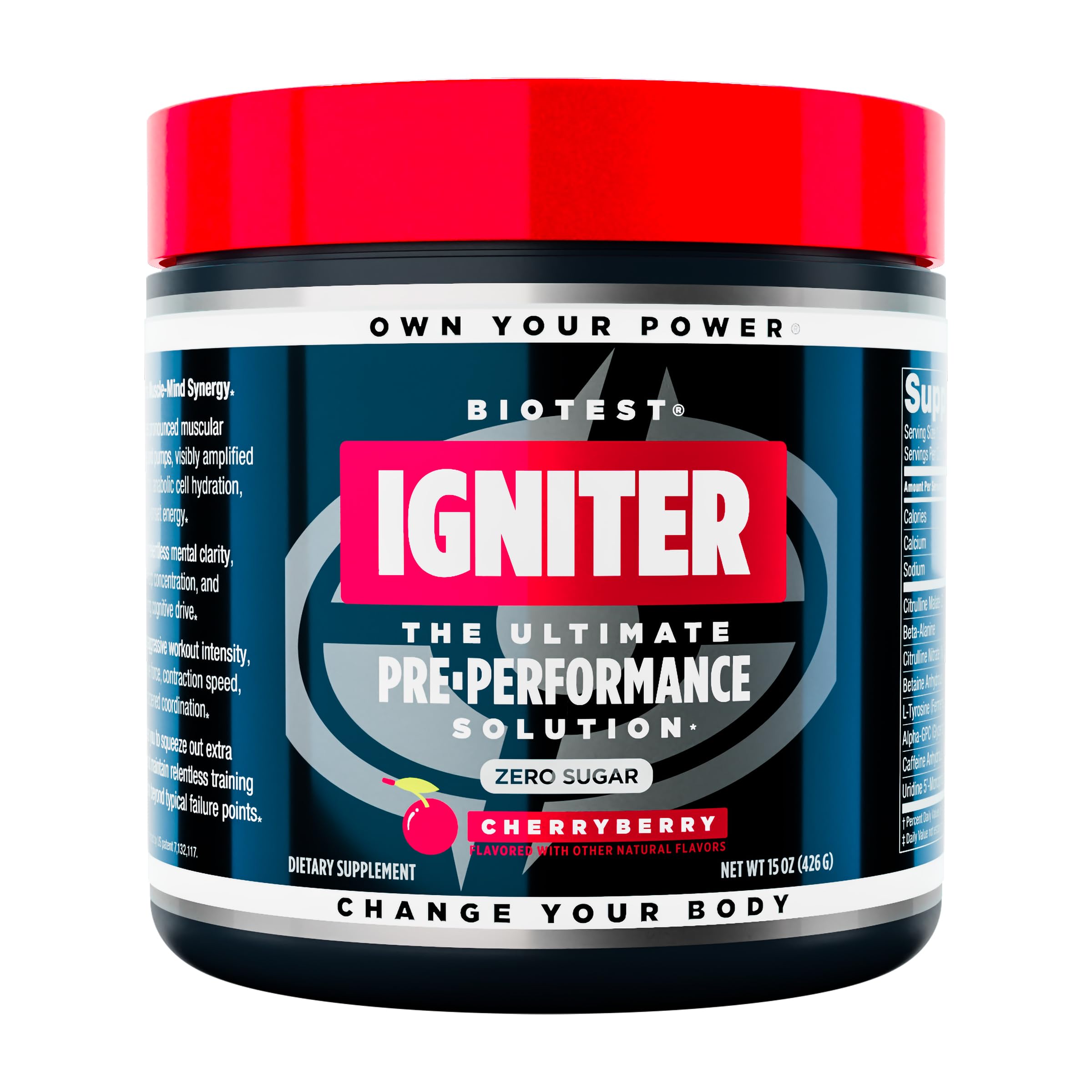 Biotest Igniter CherryBerry bottle ready for a high-energy pre-workout.