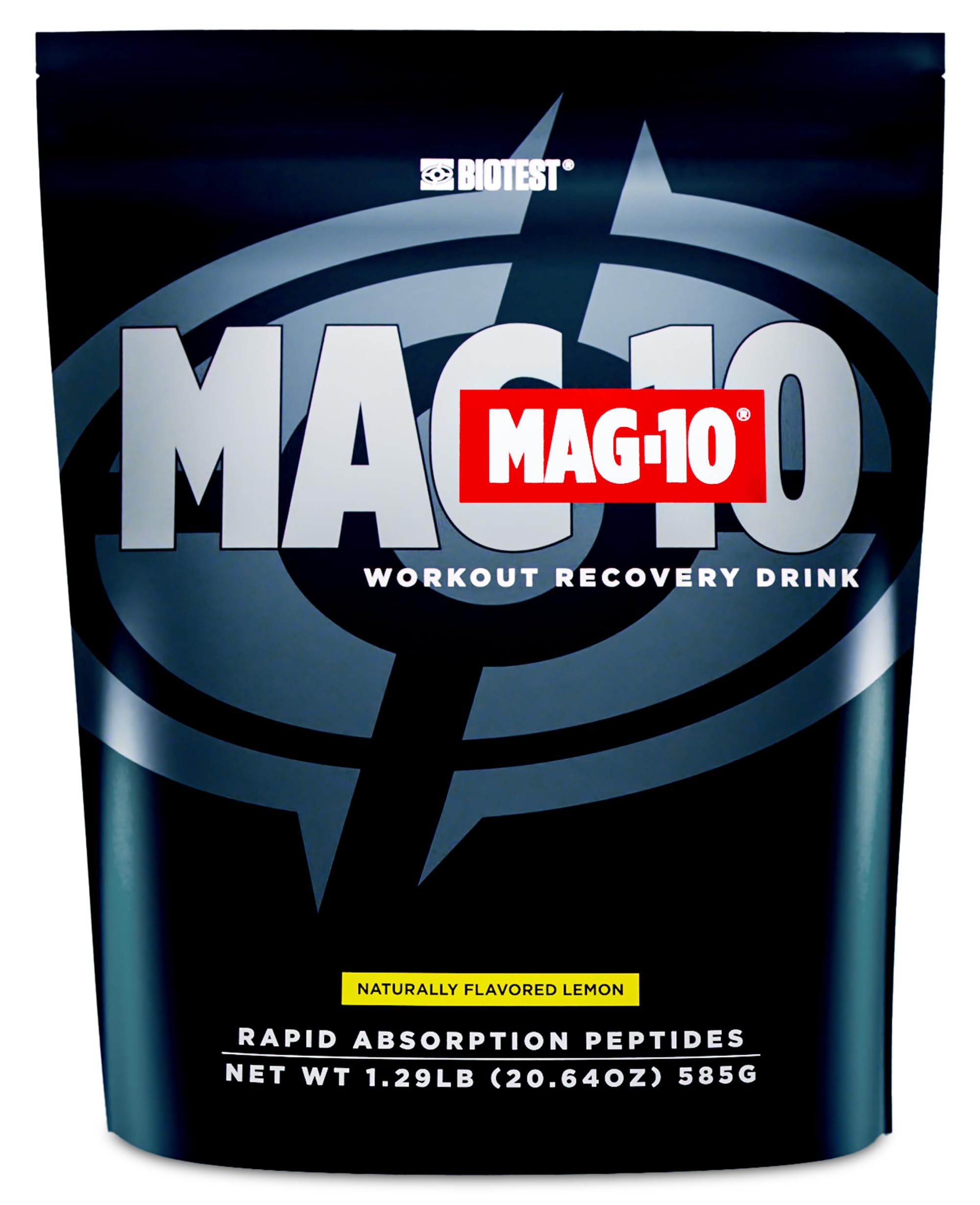 Biotest MAG-10 Post-Workout lemon bottle pour for convenient post-workout recovery.
