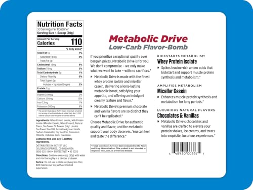 Biotest Metabolic Drive Protein vanilla scoop beside a prepared shake for quick recovery