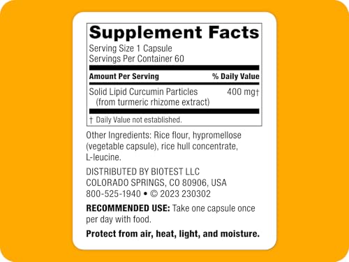 Biotest Micellar Curcumin bottle back with usage details