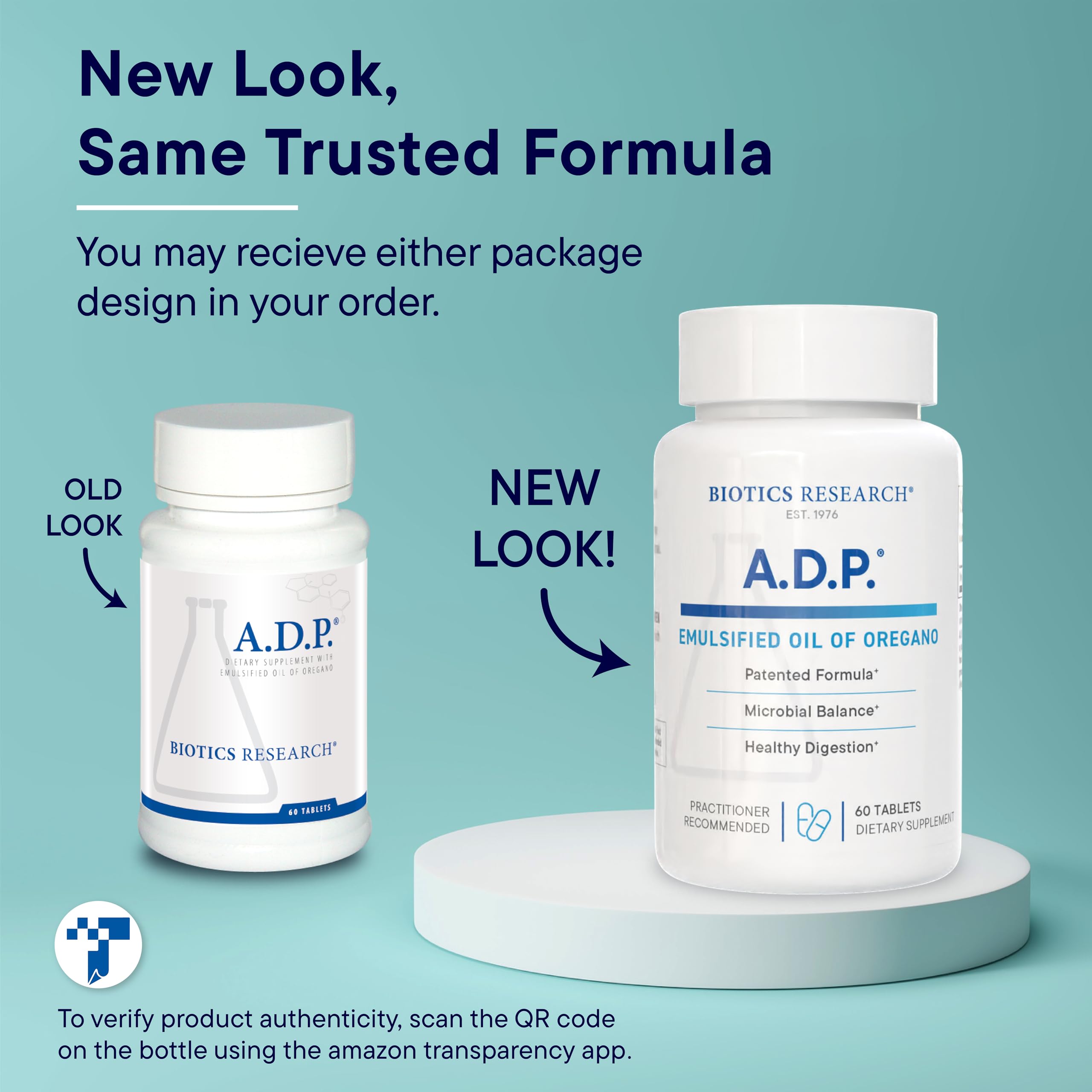 Biotics Research ADP gluten-free certification badge on label