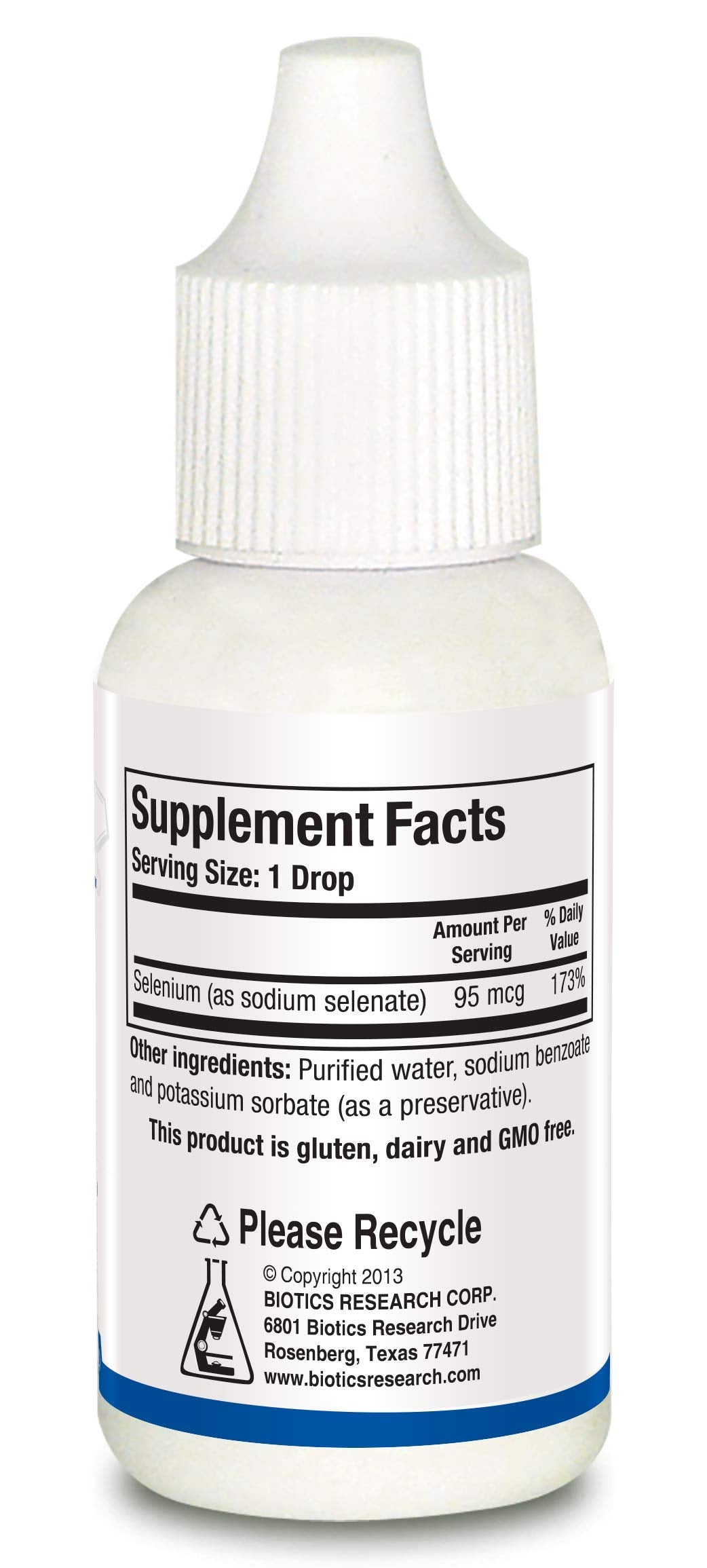 Biotics Research Aqueous Selenium dropper in use for easy dosage.