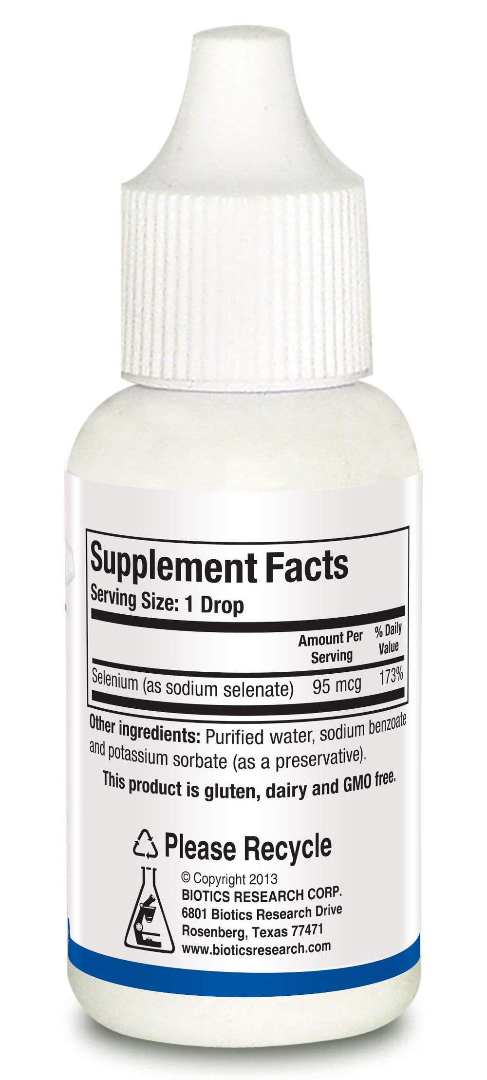 Biotics Research Aqueous Selenium dropper in use for easy dosage.