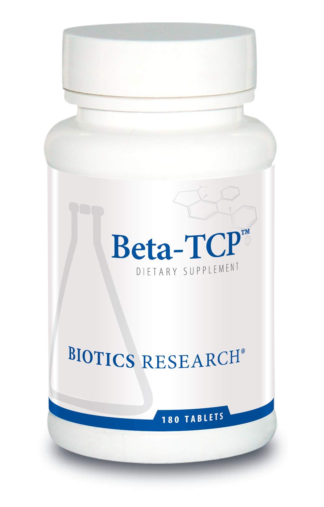 Biotics Research Beta-TCP bottle front showing digestive enzyme blend for fat digestion
