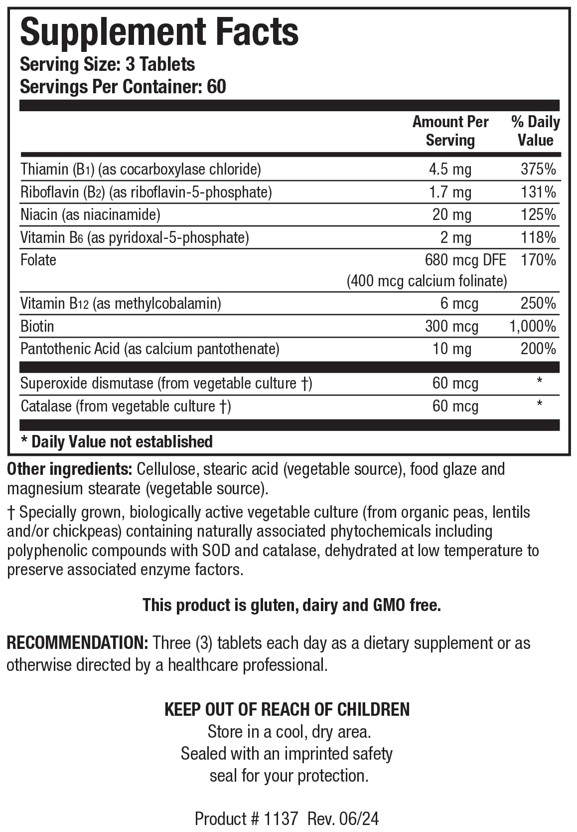 BIOTICS RESEARCH Bio-3B-G label close-up highlights essential B vitamins for stress response