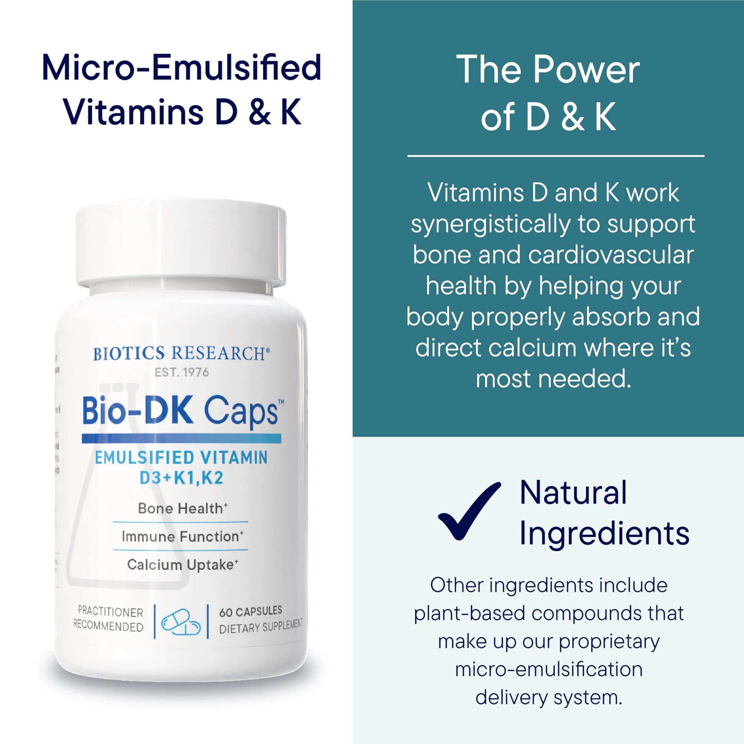 BIOTICS RESEARCH Bio-DK Caps USA-made seal and safety certifications