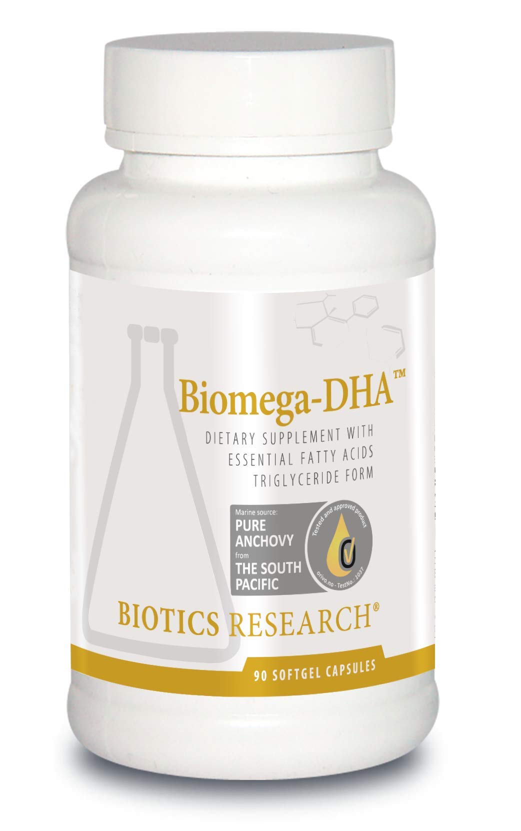 BIOTICS RESEARCH Biomega DHA bottle; supports learning and memory potential.