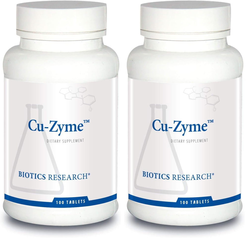 BIOTICS RESEARCH CuZyme bottle label highlights brand quality for daily use