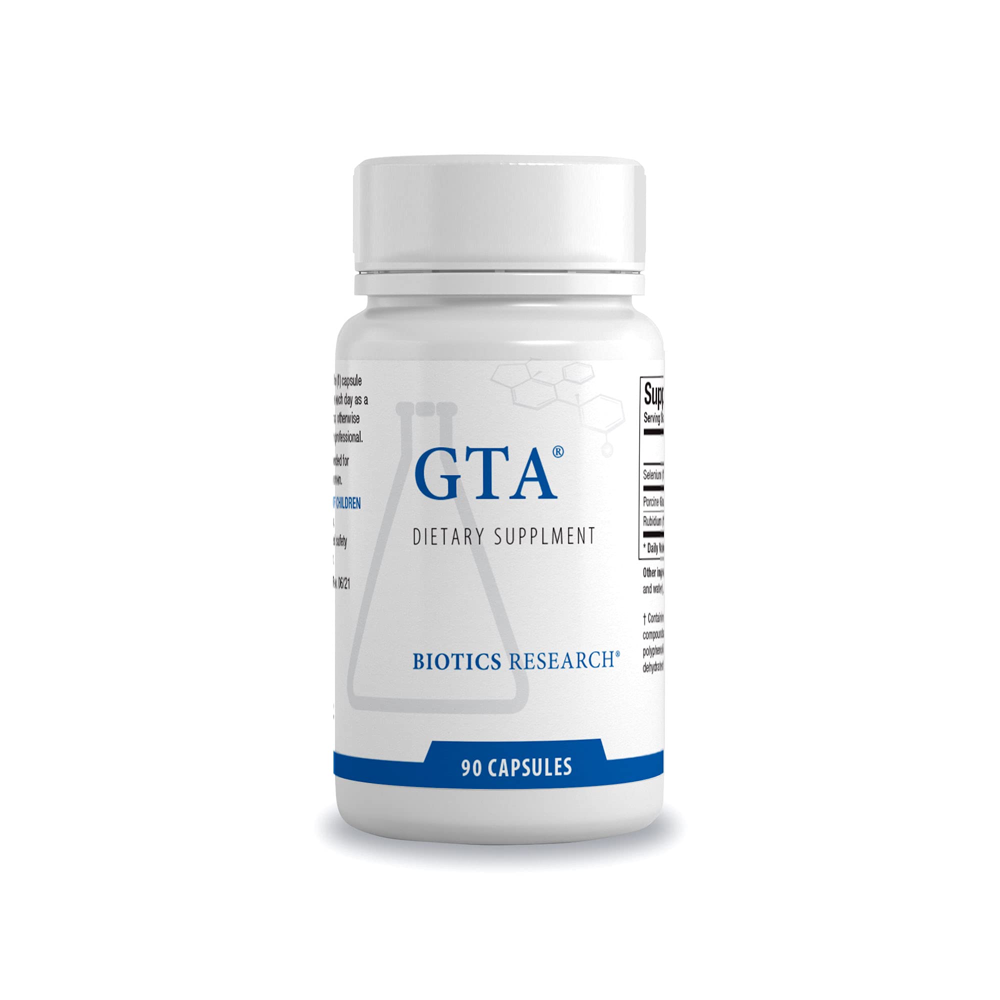 Biotics Research GTA sealed bottle for convenient daily endocrine support.
