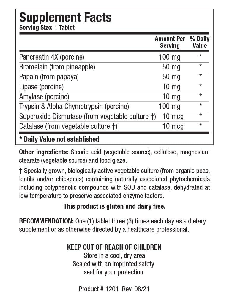 Intenzyme Forte label close-up emphasizing proteolytic enzymes and purity.