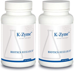 Biotics Research K Zyme potassium bottle showing electrolyte support for daily activity