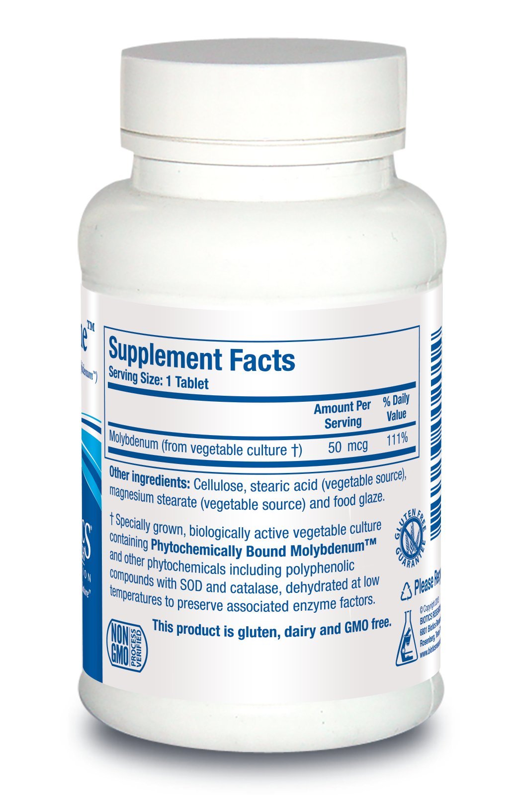 Biotics Research Mo-Zyme bottle label highlighting detox benefits.