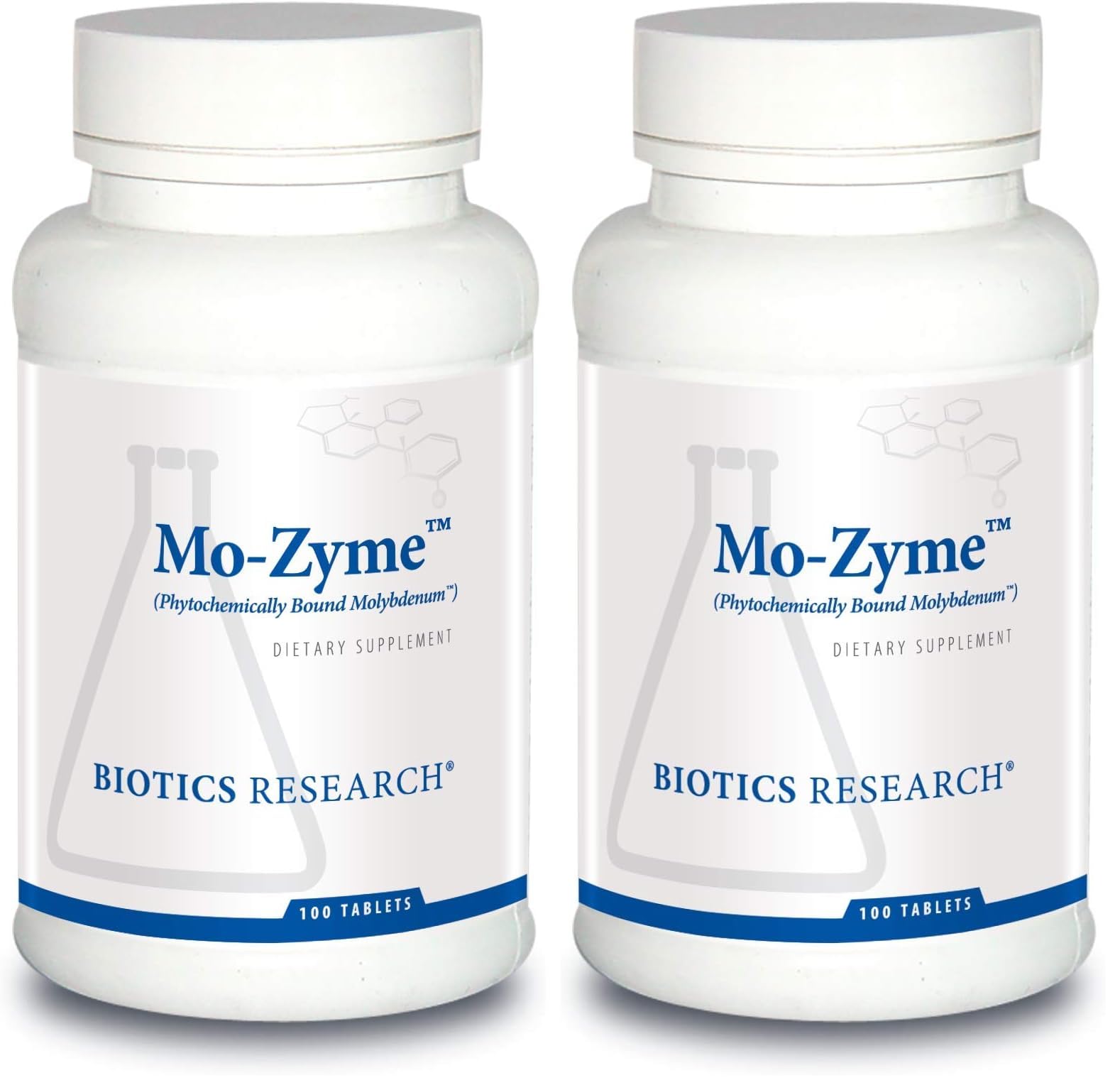 Biotics Research Mo-Zyme molybdenum tablet close-up for liver support.