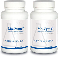 Biotics Research Mo-Zyme molybdenum tablet close-up for liver support.