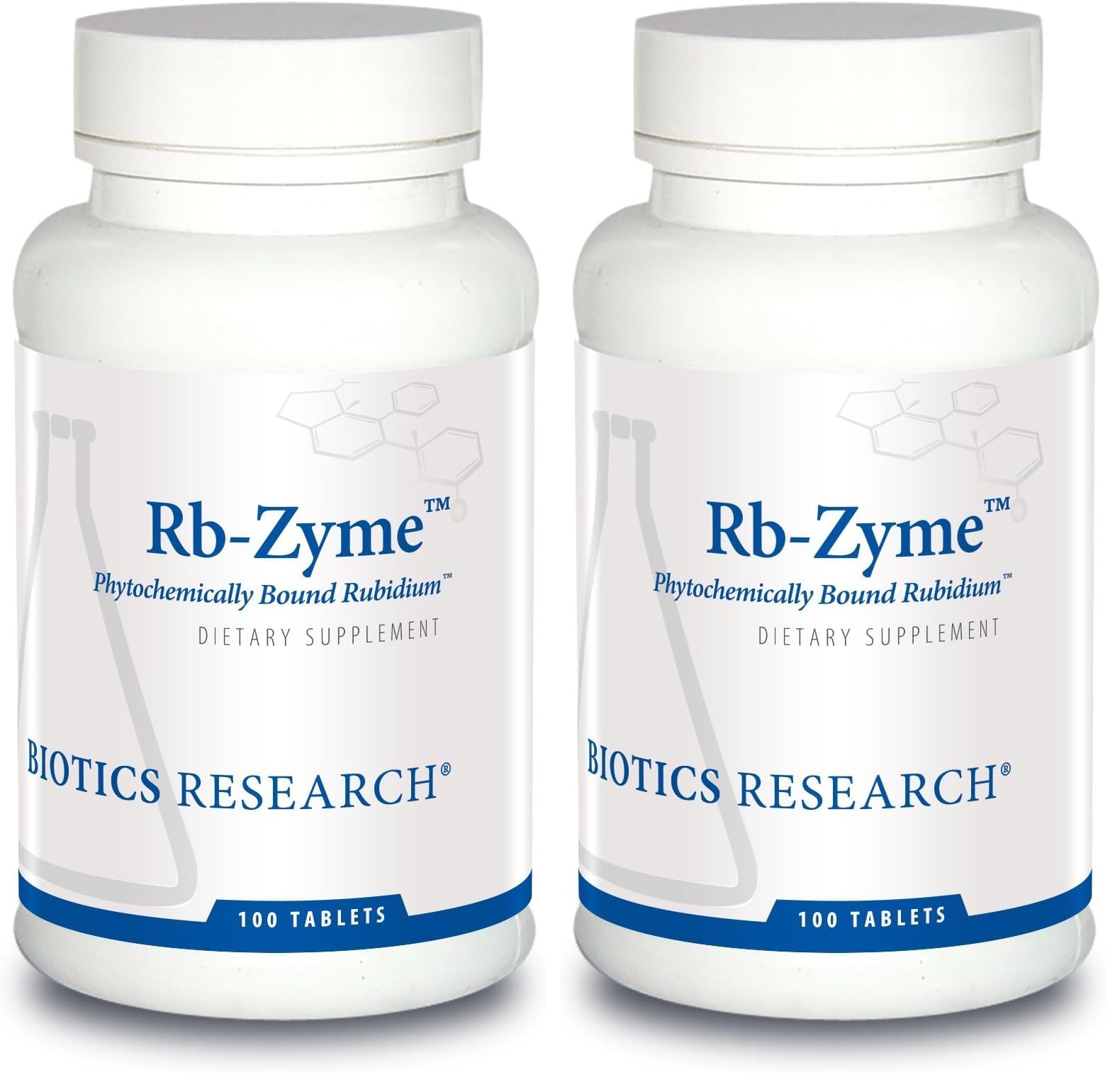 Biotics Research RB Zyme bottle front view highlighting tablets for glandular support