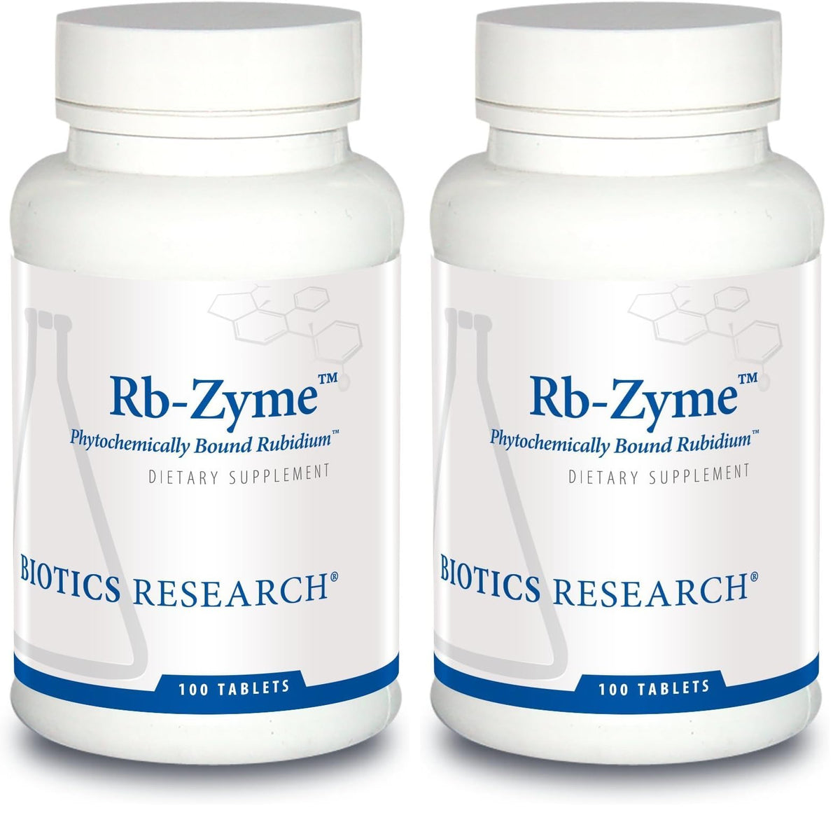 Biotics Research RB Zyme bottle front view highlighting tablets for glandular support