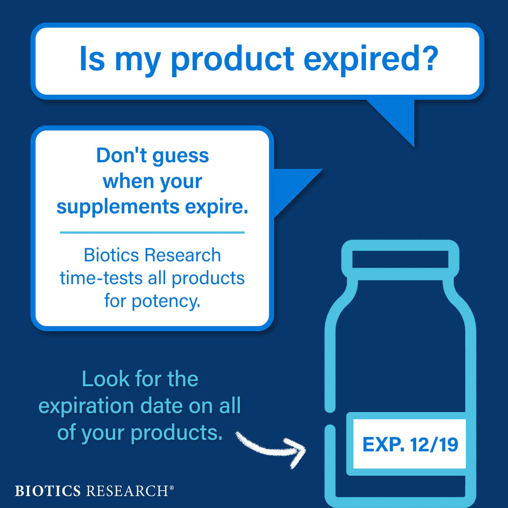 Biotics RB Zyme product info card detailing per-pack information and benefits