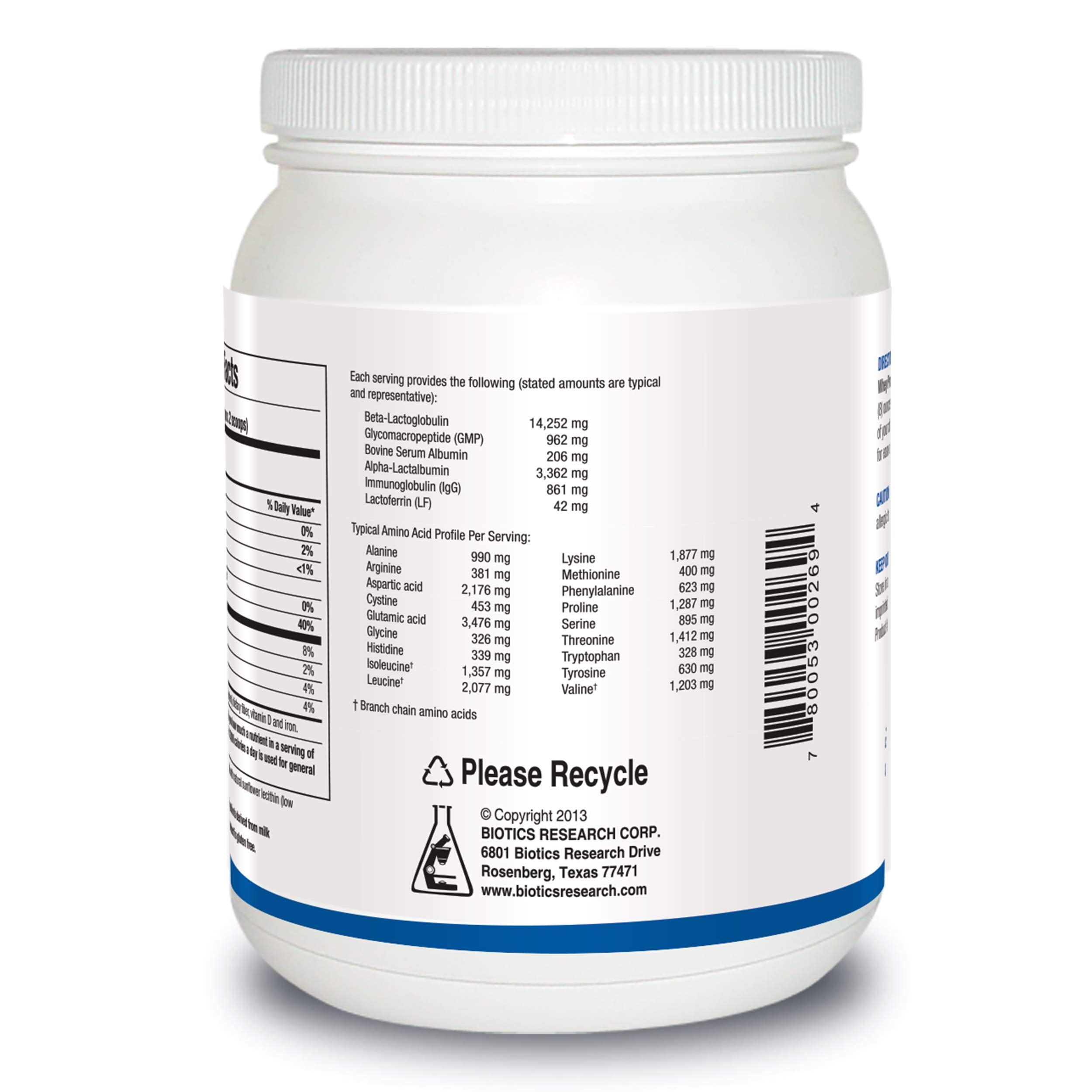 Biotics Research whey protein isolate powder texture close-up ready to mix