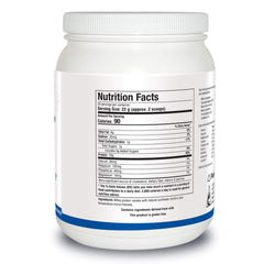 Biotics Research whey protein isolate scoop close-up showing 20 g per serving